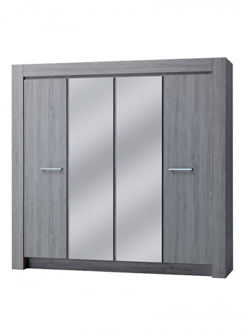 4-Door Juhu Wardrobe With 2 Mirrors Light Oak 218x208x56centimeter