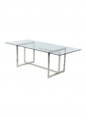 Dazzling Glass Dining Table Silver/Clear 220x100x75centimeter