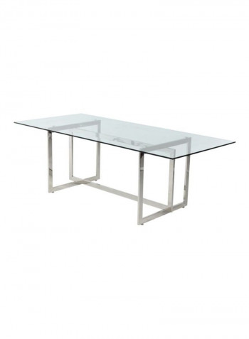 Dazzling Glass Dining Table Silver/Clear 220x100x75centimeter