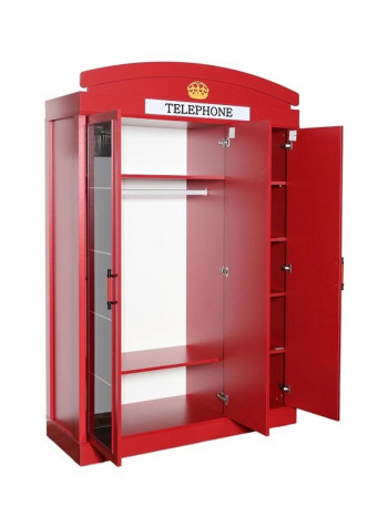 London 3-Door Wardrobe red 137 x 54 x 215cm