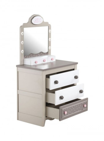 Wooden Dresser With Mirror Beige/Pink/White 82x50x152centimeter