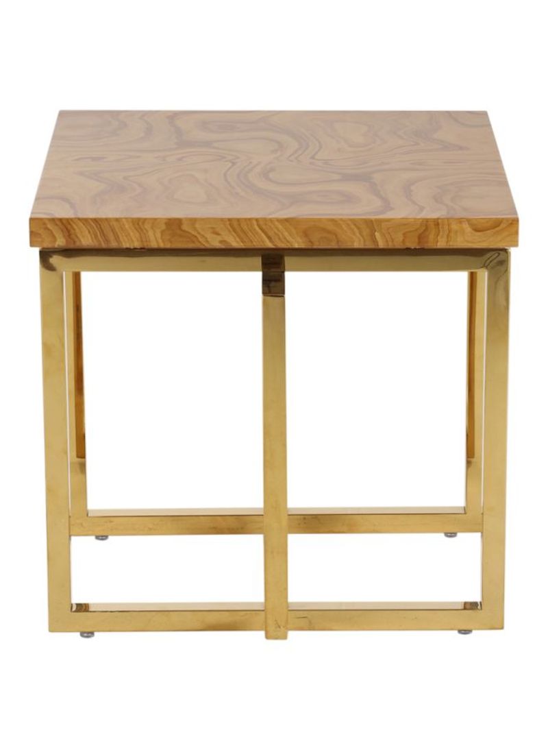 Clara Wooden End Table Brown/Gold 60x60x60centimeter