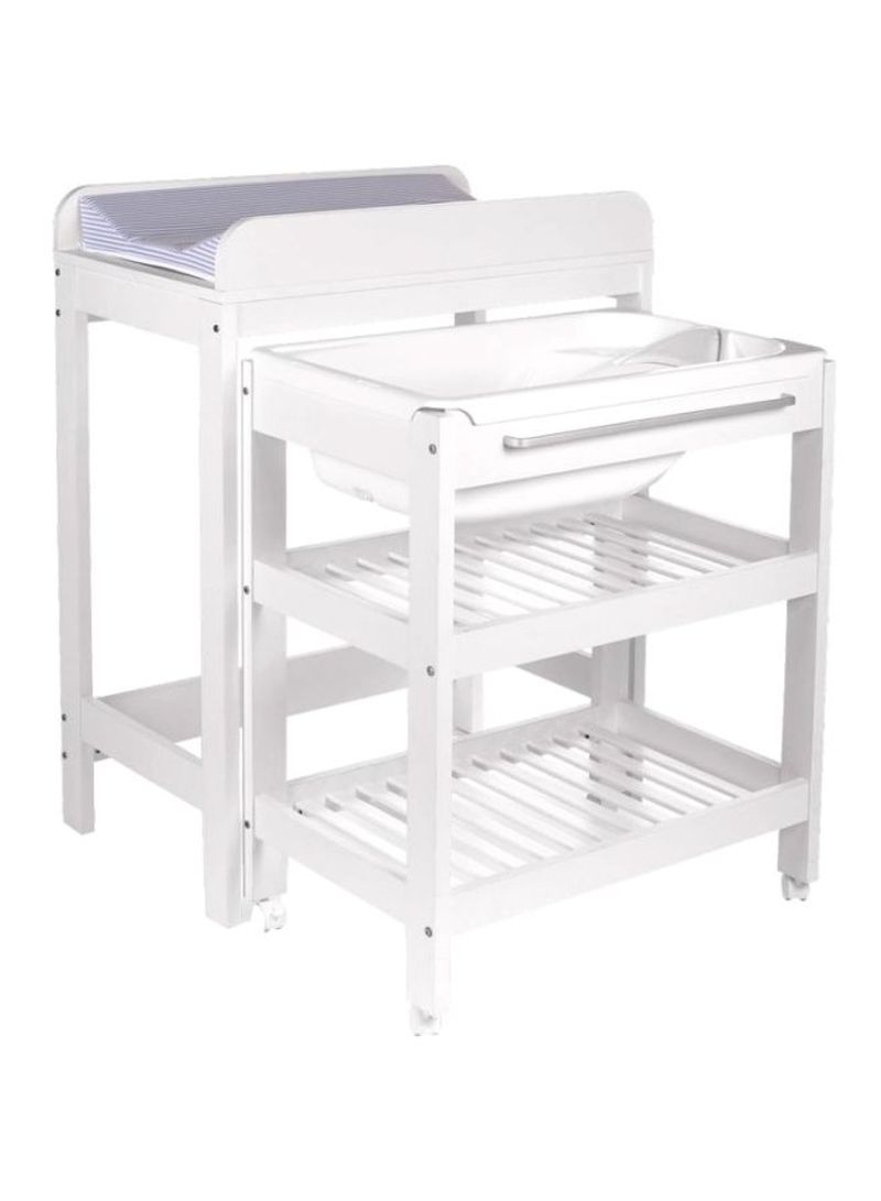 Changing Table with Bath Tub And Bucket - White