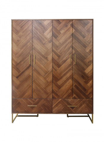 Bruno 4-Door Wardrobe Brown 170 x 60 x 220centimeter
