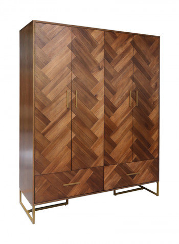 Bruno 4-Door Wardrobe Brown 170 x 60 x 220centimeter