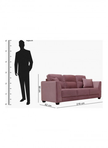 Wedge 3-Seater Sofa With Double Cushions Pink 88x216x82cm