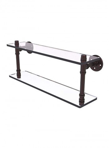 Double Glass Shelf Clear/Black 22inch
