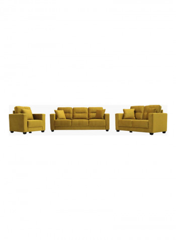 Adalyn 3-Seater Sofa With Double Cushions Yellow 88x216x82cm
