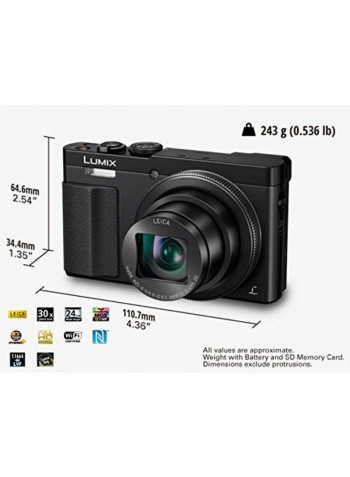 Lumix DC-TZ90 Point And Shoot Camera 20.3MP 30x Zoom With Tilt Touchscreen And Built-in Wi-Fi