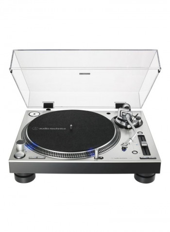 Direct-Drive Professional DJ Turntable AT-LP140XPSV Silver/Clear