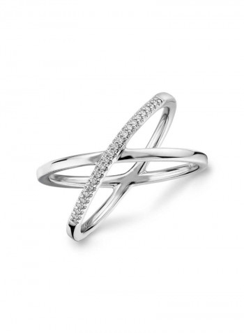 18 Karat White Gold Diamond Crossover Ring