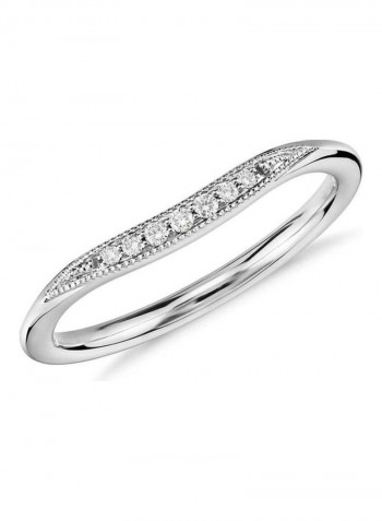 18 Karat White Gold Milgrain Curved Diamond Ring