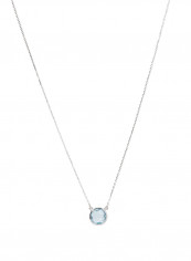 18 Karat White Gold Blue Topaz Single Stone Necklace