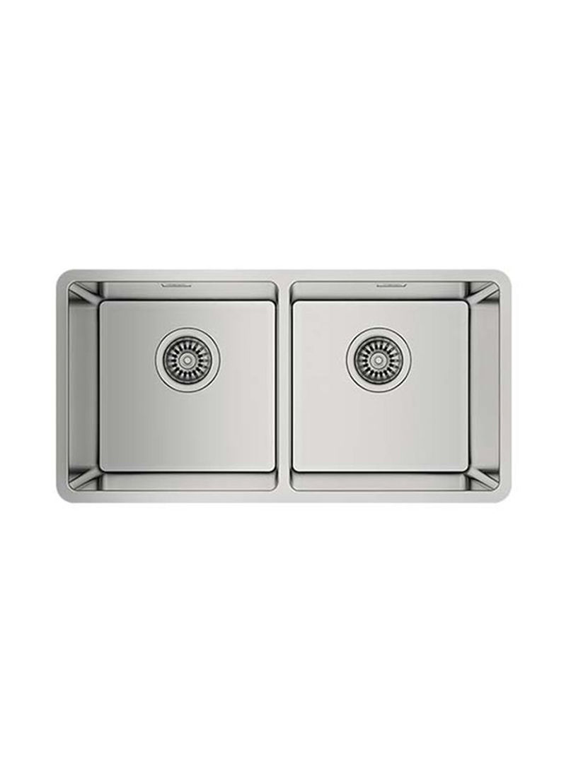 Be Linea Rs15 2B 860 Undermount Stainless Steel Sink With Two Bowls Silver 860x440x200mmmm
