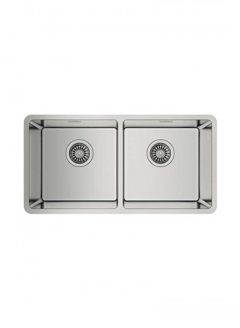 Be Linea Rs15 2B 860 Undermount Stainless Steel Sink With Two Bowls Silver 860x440x200mmmm