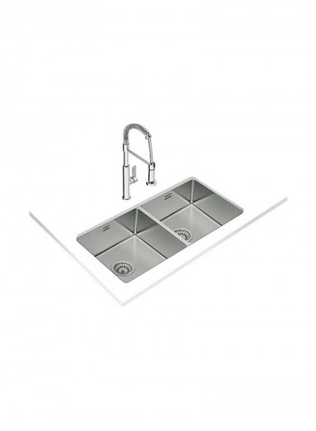 Be Linea Rs15 2B 860 Undermount Stainless Steel Sink With Two Bowls Silver 860x440x200mmmm