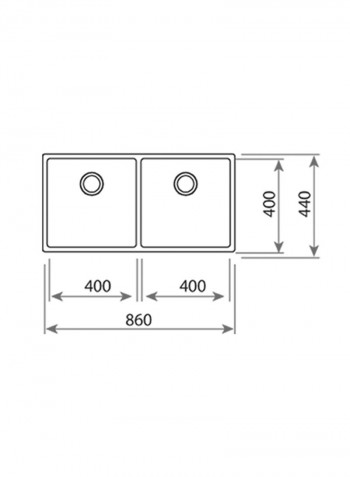 Be Linea Rs15 2B 860 Undermount Stainless Steel Sink With Two Bowls Silver 860x440x200mmmm