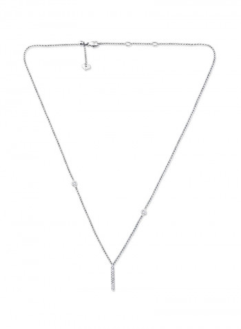 18 Karat White Gold 0.20 Carat Diamond Bar Pendant Necklace