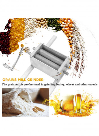 Large Capacity Manual Malt Corn Grain Crusher With 3 Roller Silver
