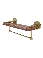 Prestige Regal Collection Wooden Shelf With Towel Bar Brown/Gold 16inch