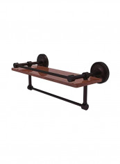 Towel Bar With Wooden Shelf Brown/Black 16inch