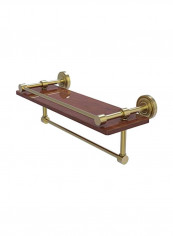 Dottingham Collection Wall Mounted Towel Bar Wood Shelf Brown/Gold 16inch