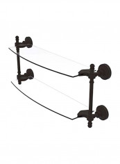 Retro Wave Collection Two Tiered Glass Shelf Oil-Rubbed Bronze/Clear 18inch
