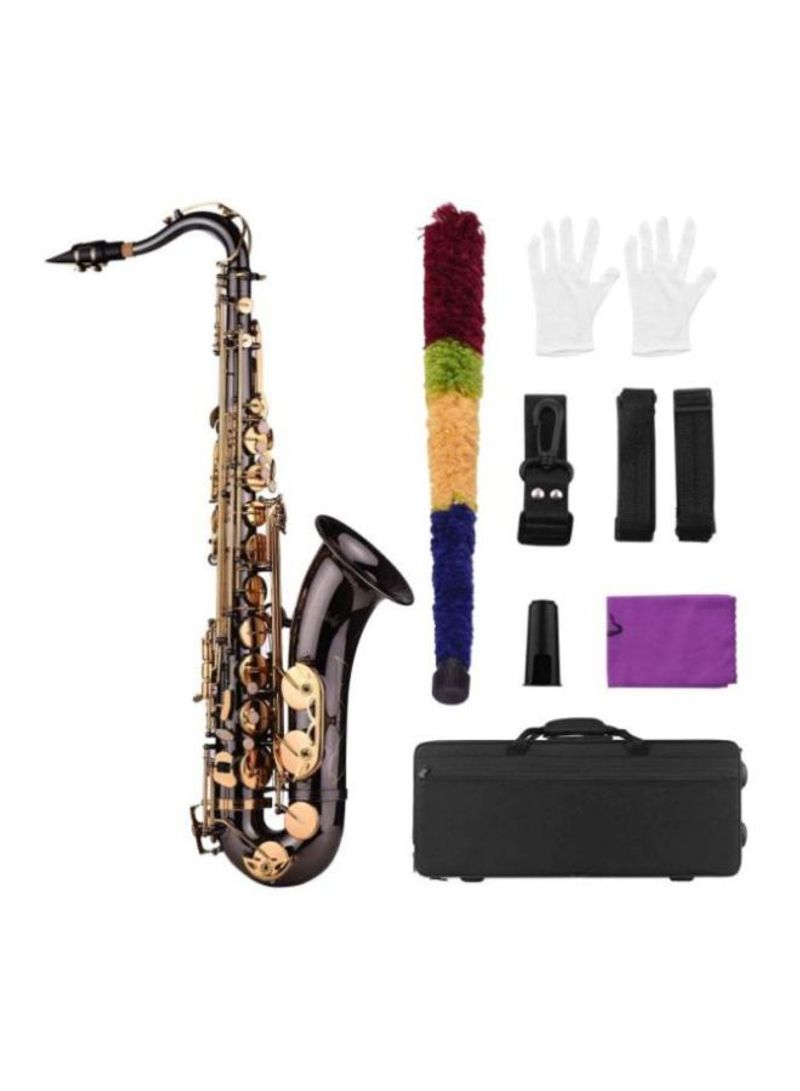 10-Piece Bb Tenor Saxophone With Carry Case Gloves Cleaning Cloth Brush Sax Neck Straps