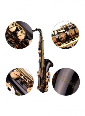 10-Piece Bb Tenor Saxophone With Carry Case Gloves Cleaning Cloth Brush Sax Neck Straps
