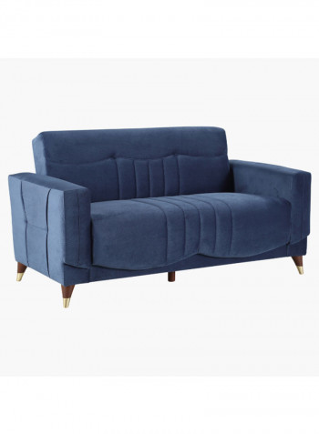 2-Seater Sofa Bed With Cushion And Storage Blue/Brown/Gold