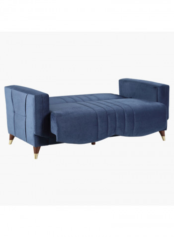 2-Seater Sofa Bed With Cushion And Storage Blue/Brown/Gold