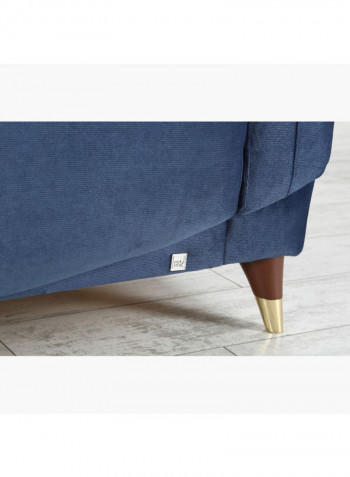 2-Seater Sofa Bed With Cushion And Storage Blue/Brown/Gold