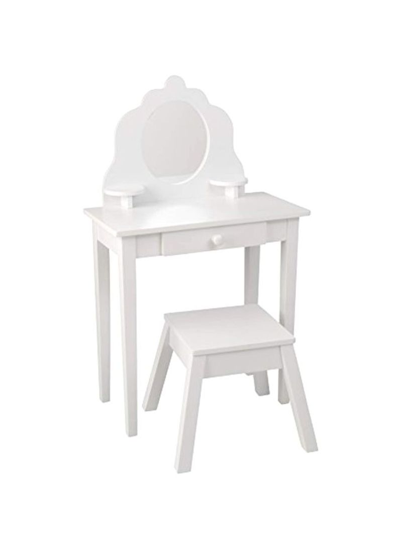 Wooden Vanity And Stool White