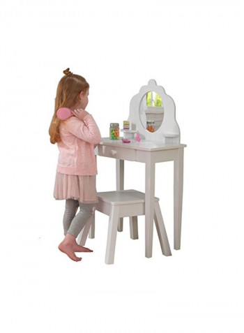 Wooden Vanity And Stool White