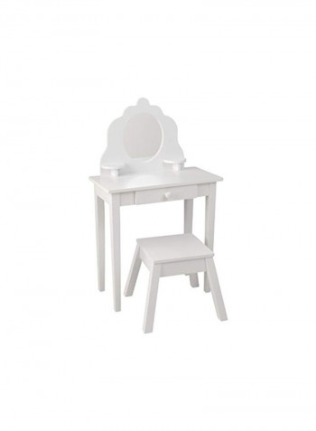 Wooden Vanity And Stool White