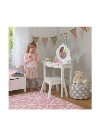 Wooden Vanity And Stool White