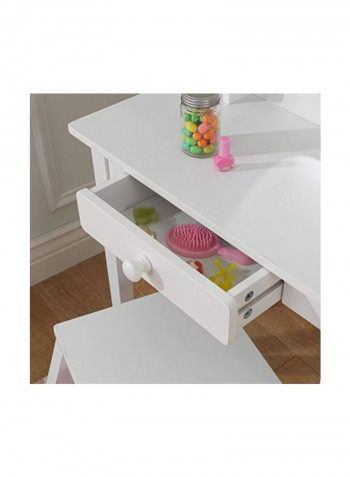 Wooden Vanity And Stool White