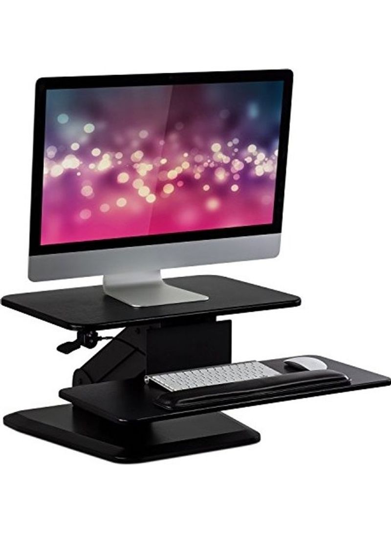 Height Adjustable Tabletop Standing Monitor Riser Desk Black