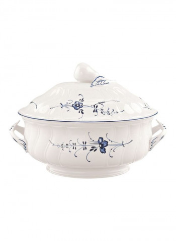 Old Luxembourg Porcelain Tureen White/Blue/Black 305x190x215millimeter