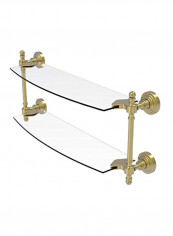 Retro Wave Collection Two Tiered Glass Shelf Clear/Gold 18inch