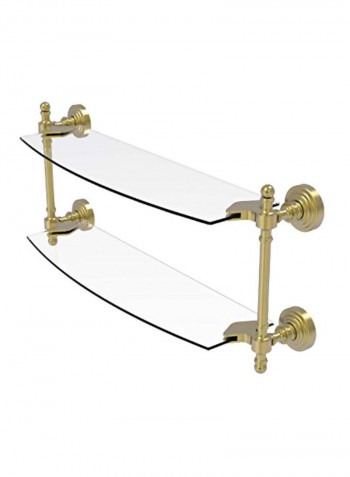 Retro Wave Collection Two Tiered Glass Shelf Clear/Gold 18inch
