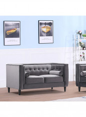 Sheena 2-Seater Sofa With 2-Bolster Cushions Grey 88x156cm