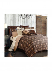 3-Piece Printed Reversible Quilt Set Brown/Beige King