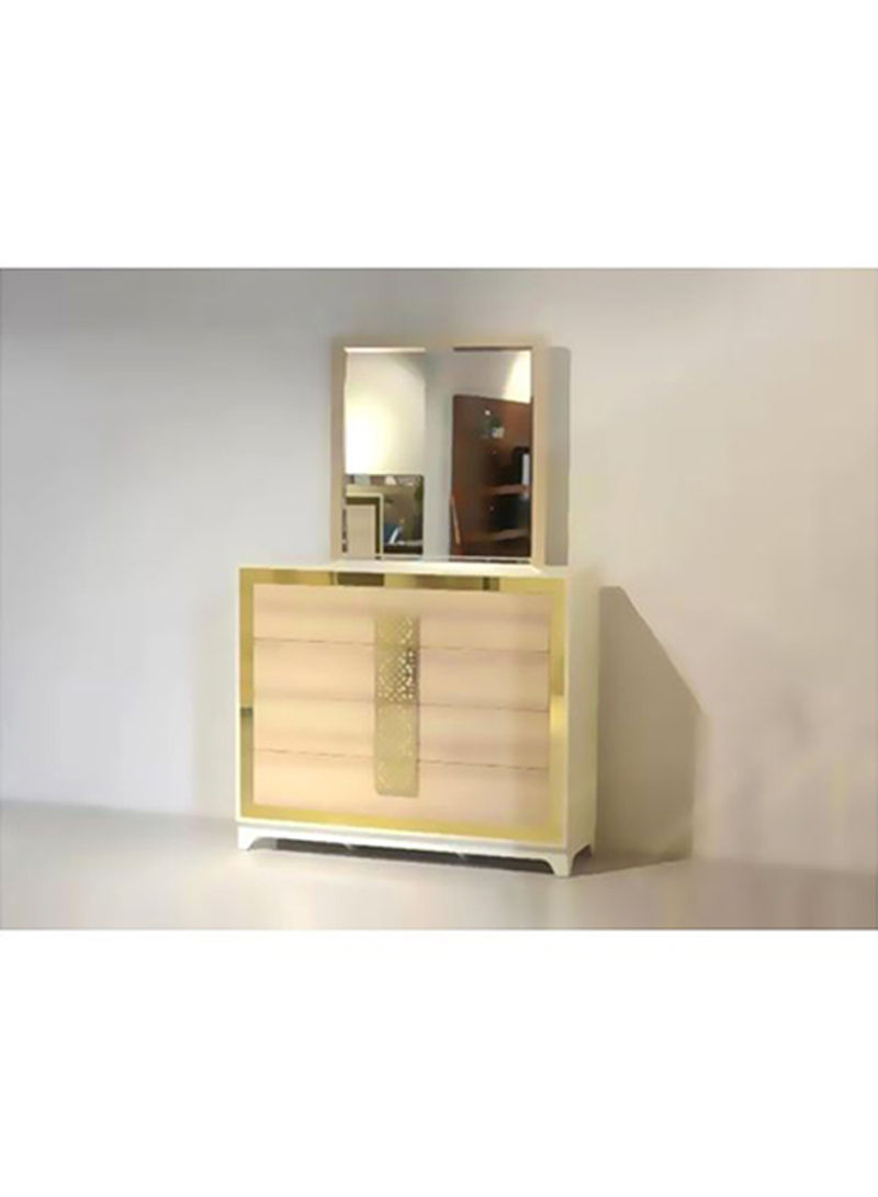 Helga MDF Dresser With Mirror White/Brown/Gold 120x102x42cm