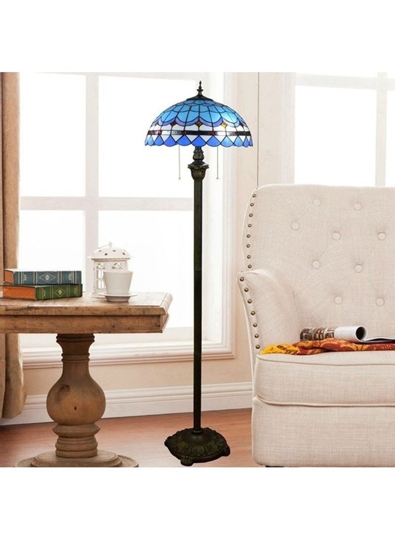 Mediterranean Vintage Stained Glass Lampshade Floor Lamp Multicolour