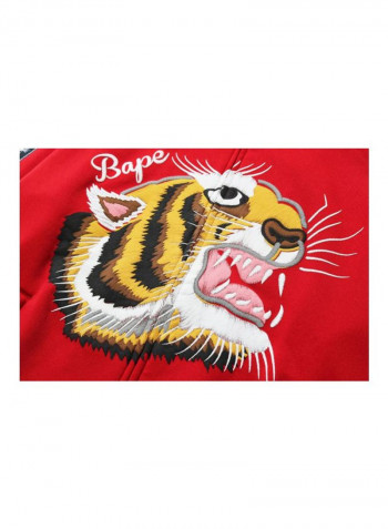 Long Sleeves Tiger Printed Jacket أحمر/ أصفر/ بني