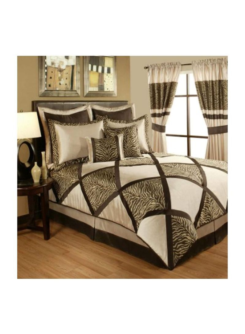 4-Piece Bedding Collection Set Polyester Taupe Queen