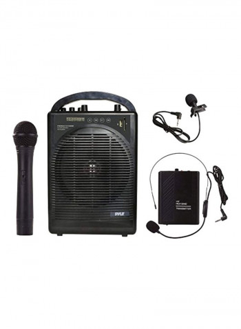 9 Piece Portable Bluetooth PA Speaker Amplifier System With Microphone Set B01BMM2BJM Black