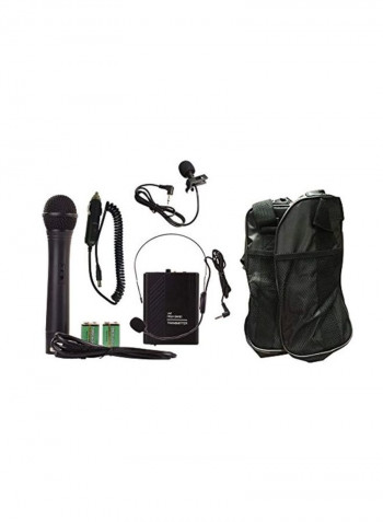 9 Piece Portable Bluetooth PA Speaker Amplifier System With Microphone Set B01BMM2BJM Black