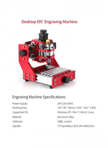 Metal And Wood Engraving Milling Machine Red/Silver/Black 11.32x11.6x11.6inch